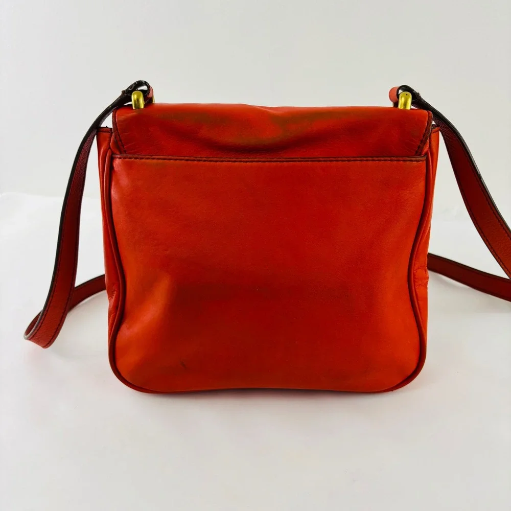 Fossil‎ Women's Memoir Small Flap Crossbody Bright Orange Leather Bag